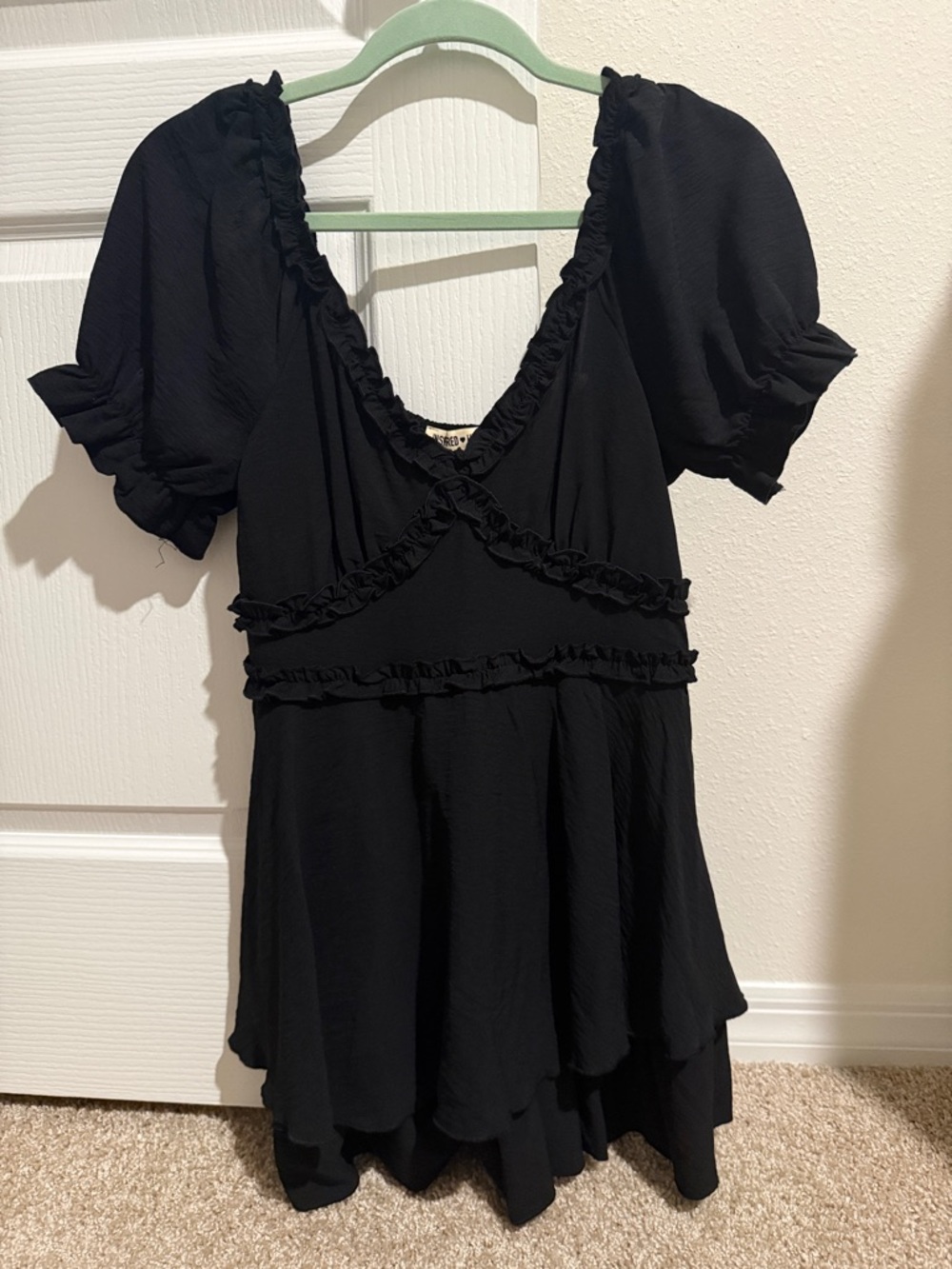 Inspired Hearts Black Ruffle V-Neck romper